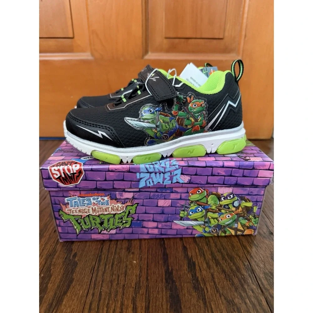 Toddler Boys' Teenage Mutant Ninja Turtle Sneakers Size 11 Light Up Slip-On